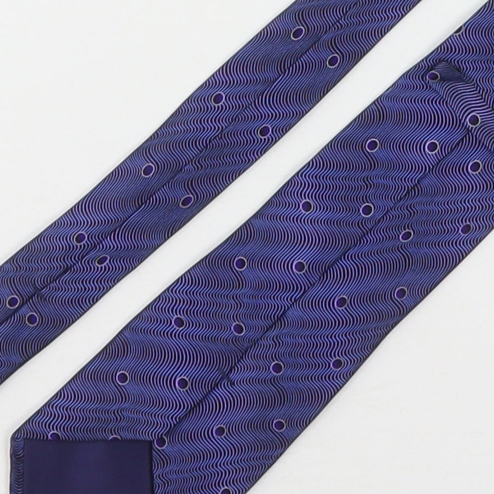 Marks and Spencer Mens Blue Geometric Silk Pointed Tie One Size