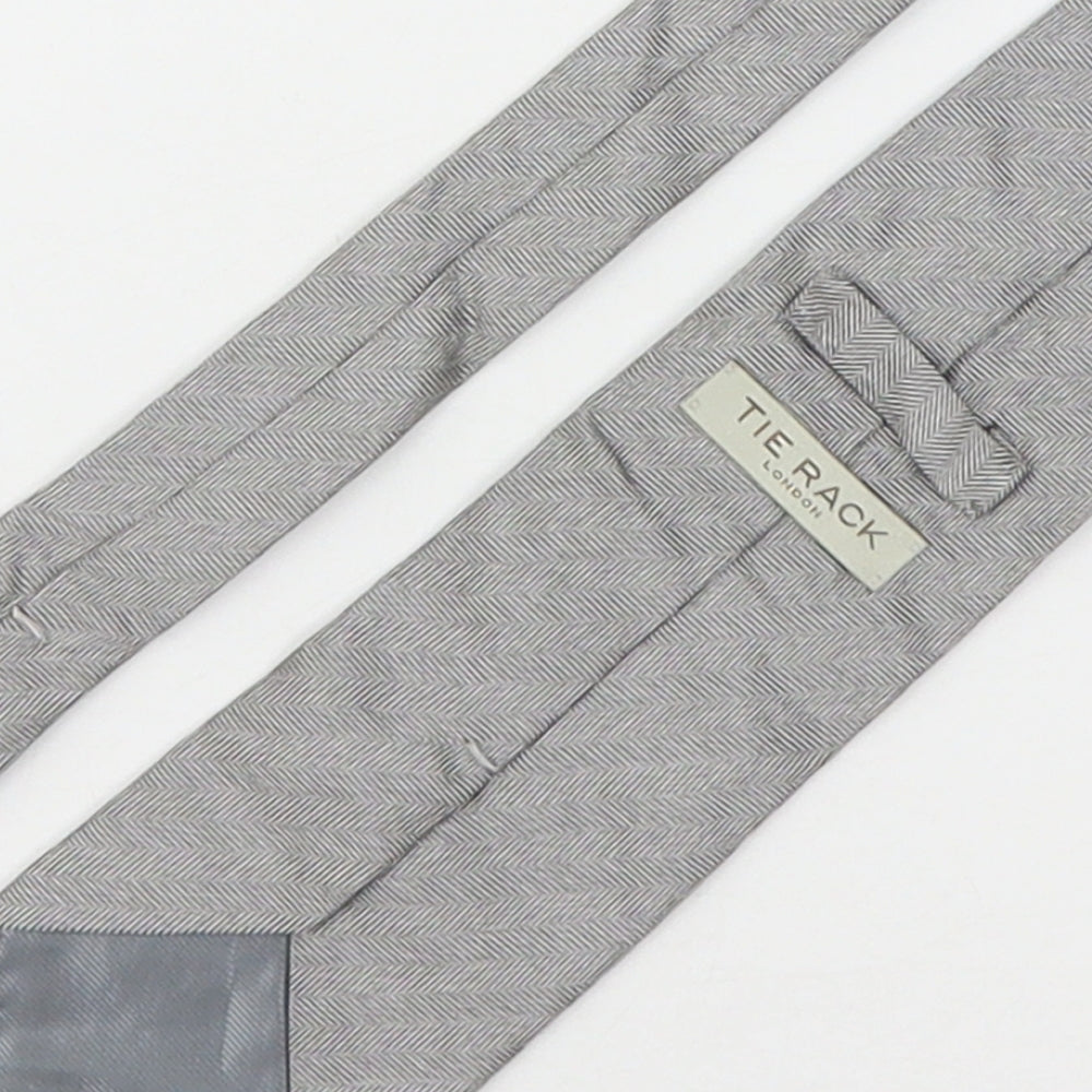 Tie Rack Mens Grey Striped Silk Pointed Tie One Size