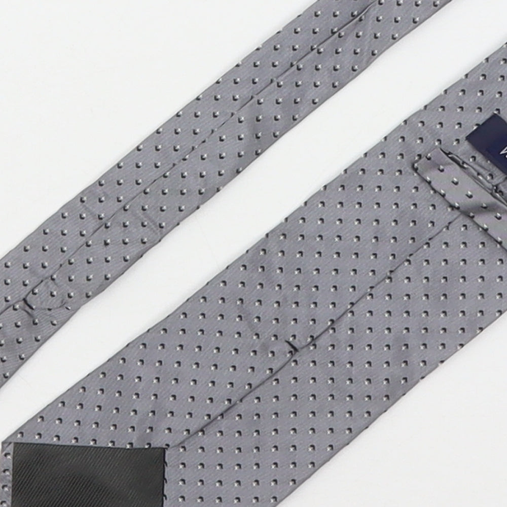 Van Girls Mens Grey Polka Dot Silk Pointed Tie One Size
