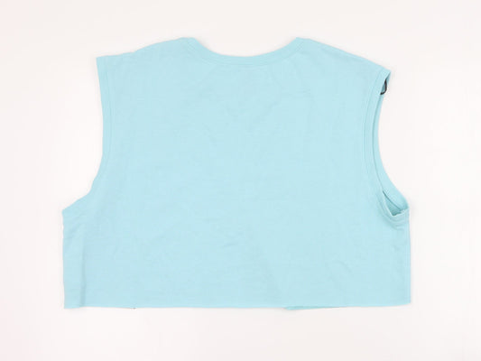 H&M Womens Blue Cotton Pullover Sweatshirt Size L Pullover - Cropped