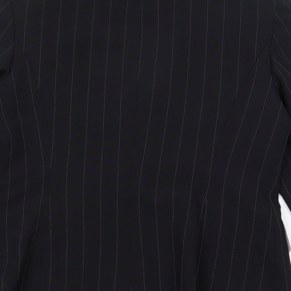 Select Womens Black Pinstripe Polyester Jacket Blazer Size 14