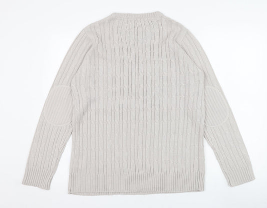 Brave Soul Mens Grey Round Neck Acrylic Pullover Jumper Size S