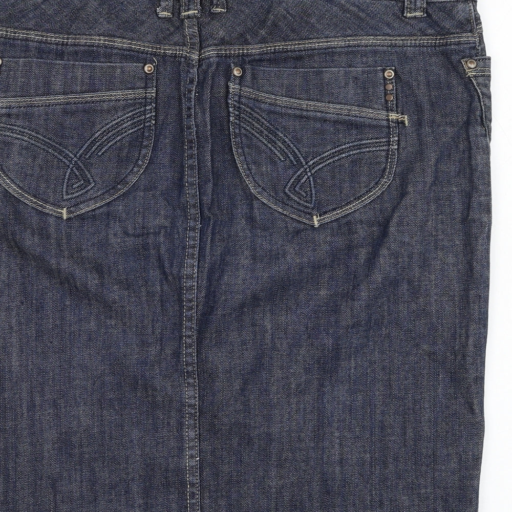 Yes Yes Womens Blue Cotton Straight & Pencil Size 12 Zip