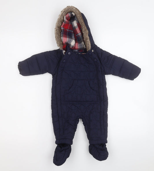 Marks and Spencer Girls Blue Polyester Coverall One-Piece Size 3-6 Months Button