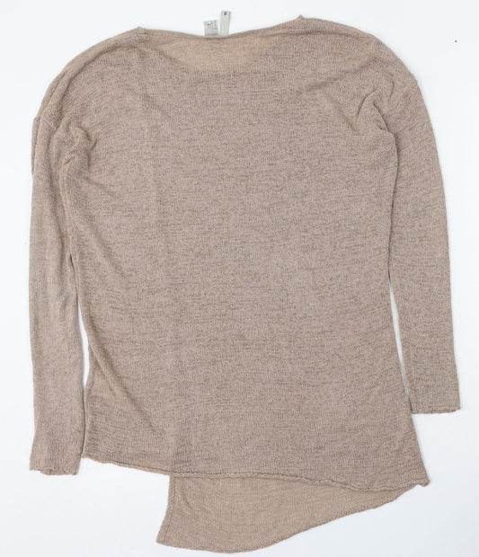Divided by H&M Womens Beige Round Neck Acrylic Pullover Jumper Size S