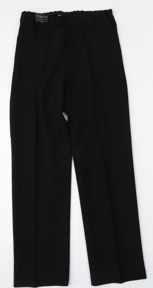 Classic Womens Black Polyester Trousers Size 8 L28 in Regular