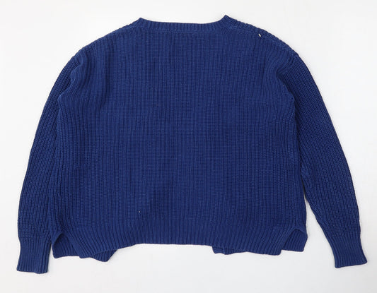 TU Womens Blue V-Neck Cotton Cardigan Jumper Size 10