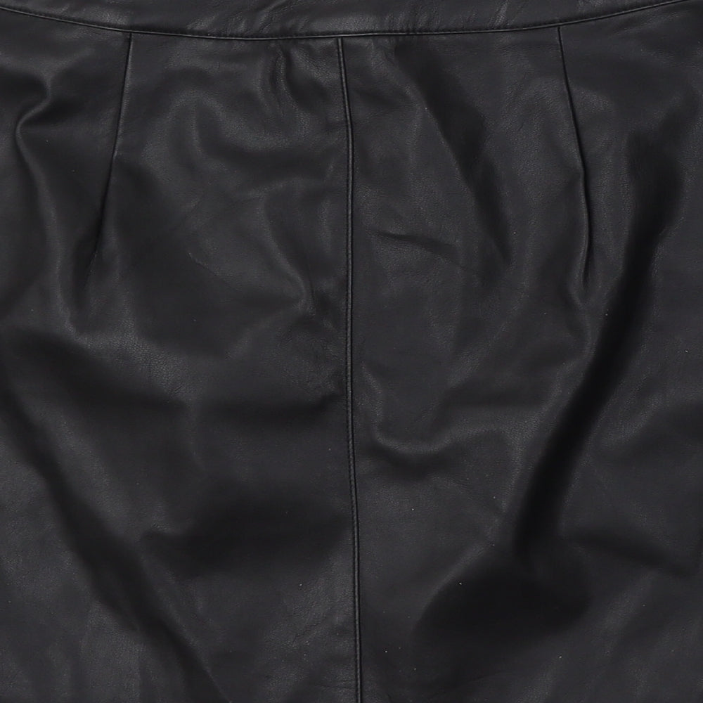 Divided by H&M Womens Black Polyurethane A-Line Skirt Size 8 Snap