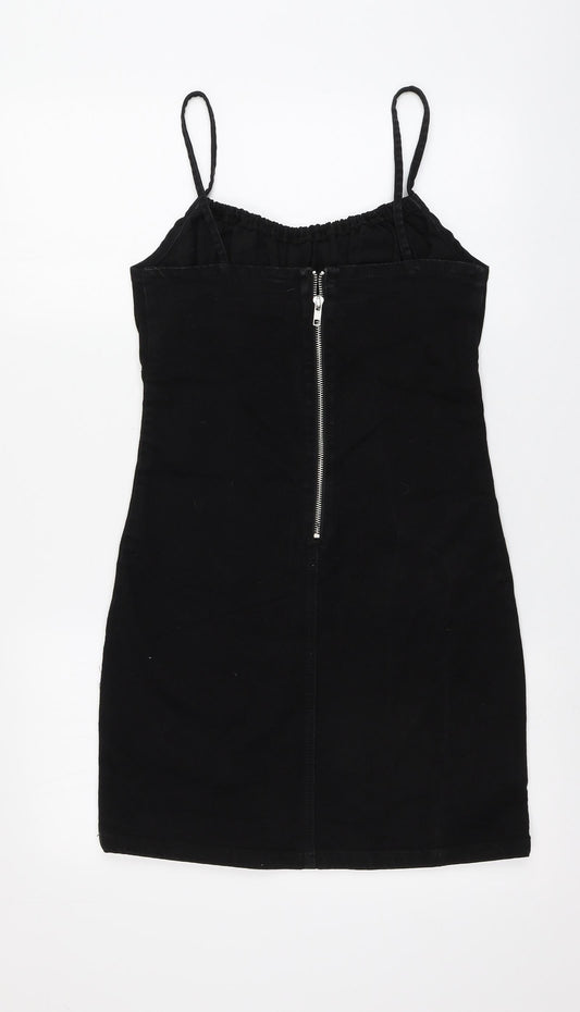 New Look Womens Black Cotton A-Line Size 10 Square Neck