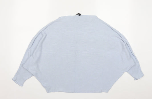 F&F Womens Blue Square Neck Viscose Pullover Jumper Size 16