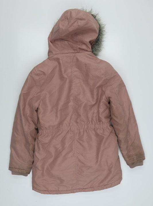 Geoge Girls Pink Parka Coat Size 13-14 Years Zip