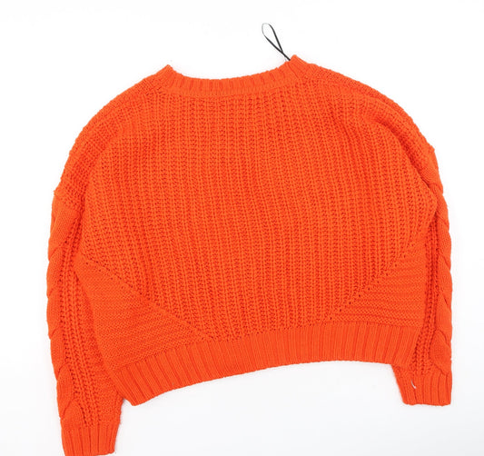 Womens UK Size L Divided Orange Pullover Jumper