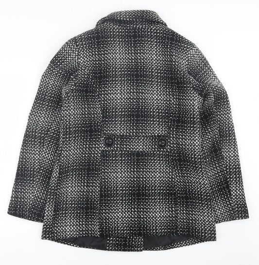 Classic Womens Black Plaid Jacket Size 12 Button