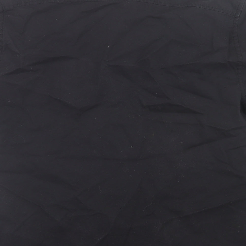 Adapt Mens Black  Cotton  Button-Up Size S Collared Button