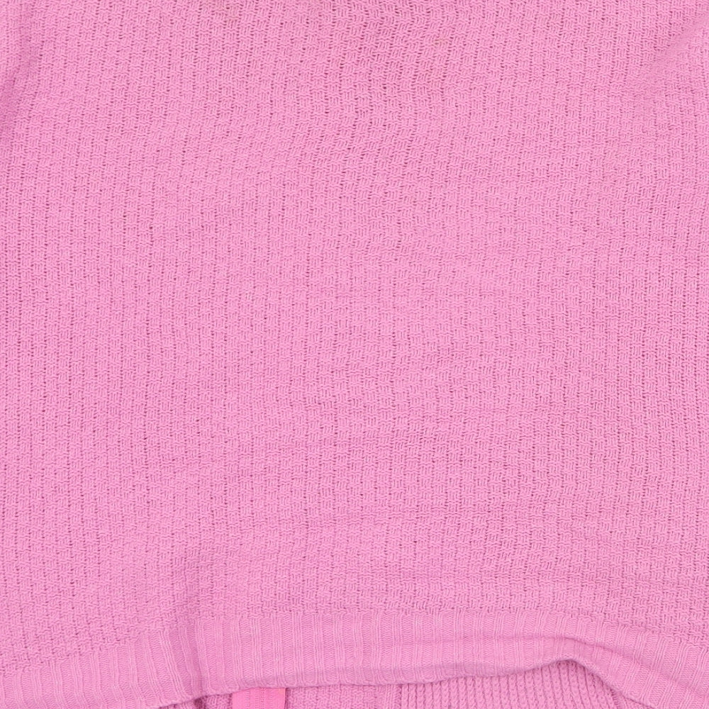 Glimpse Womens Pink Collared Acrylic Full Zip Jumper Size S