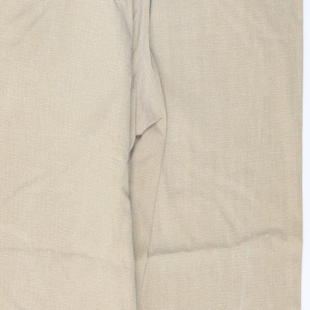 Pemus Mens Brown Cotton Trousers Size 34 L29 in Slim Button