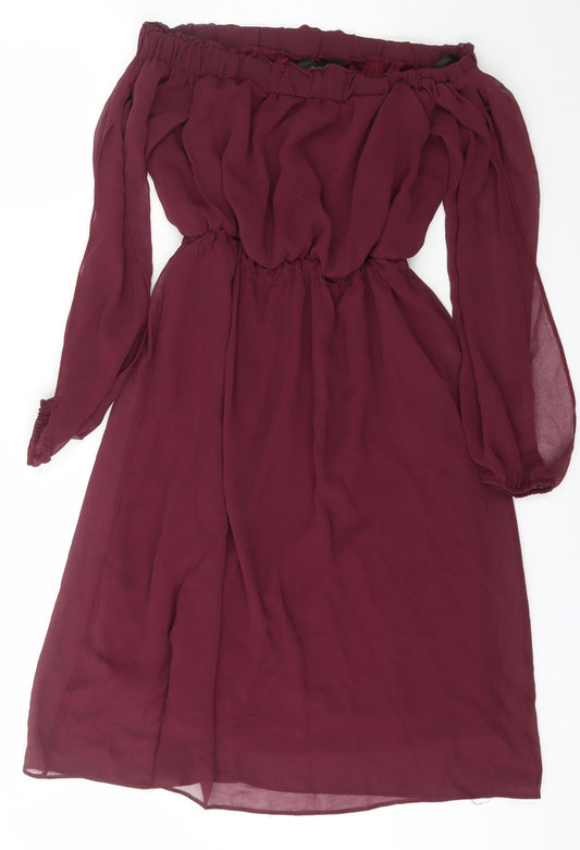 Atmosphere Womens Purple Polyester Fit & Flare Size 4 Off the Shoulder Pullover