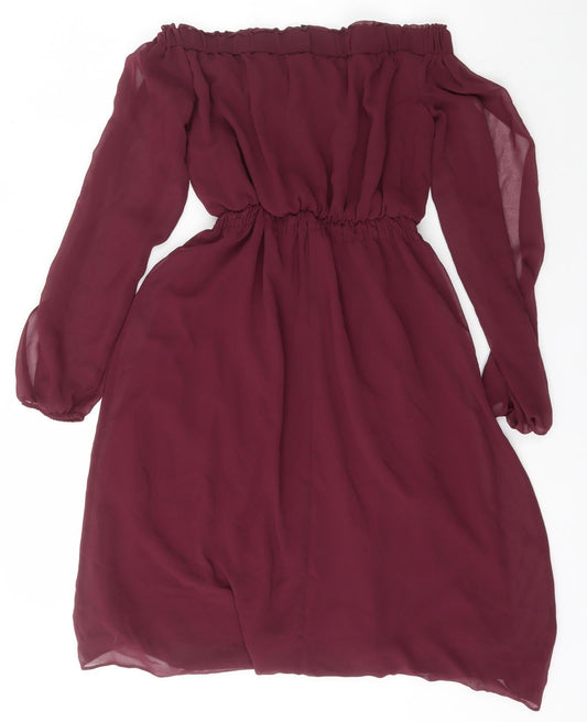 Atmosphere Womens Purple Polyester Fit & Flare Size 4 Off the Shoulder Pullover