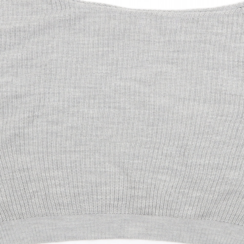 Femme Luxe Womens Grey Boat Neck Acrylic Pullover Jumper Size S