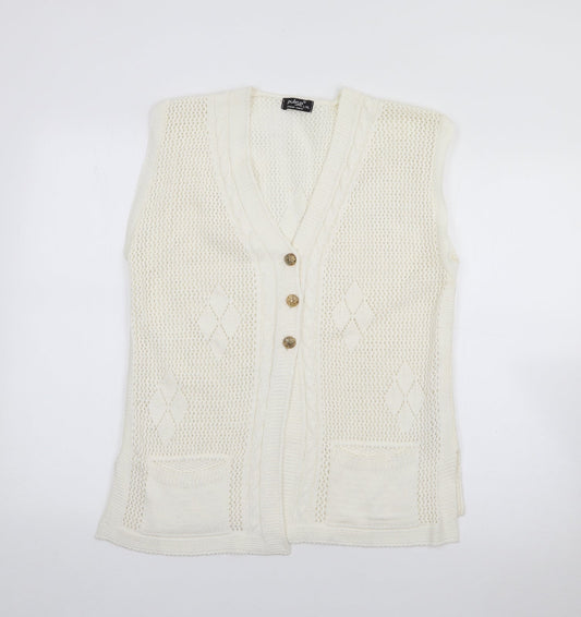 Womens UK Size L Pulse White Cardigan Jumper