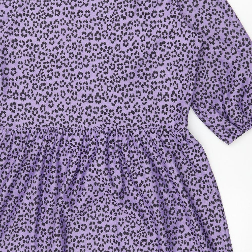 ASOS Womens Purple Animal Print Polyester Fit & Flare Size 10 V-Neck