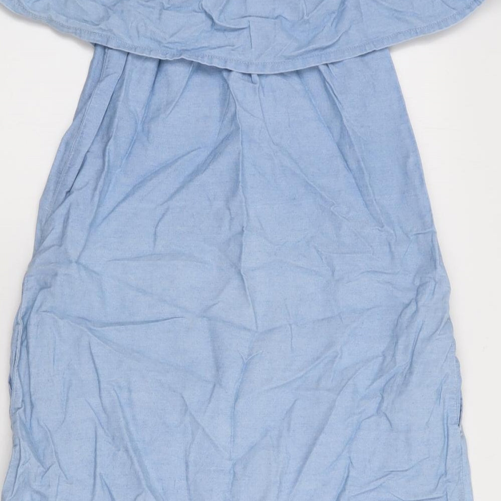 Denim Co Womens Blue Cotton Fit & Flare Size 8 Off the Shoulder