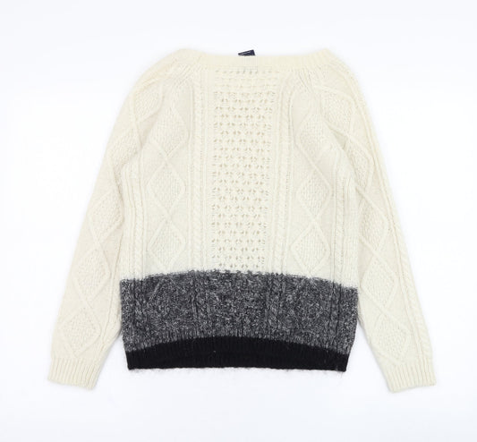 Gap Womens Ivory Round Neck Nylon Pullover Jumper Size XS