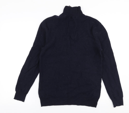 Hammond & Co Mens Blue High Neck Wool Pullover Jumper Size S