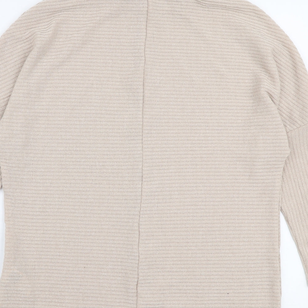 SheIn Womens Beige High Neck  Polyester Pullover Jumper Size L