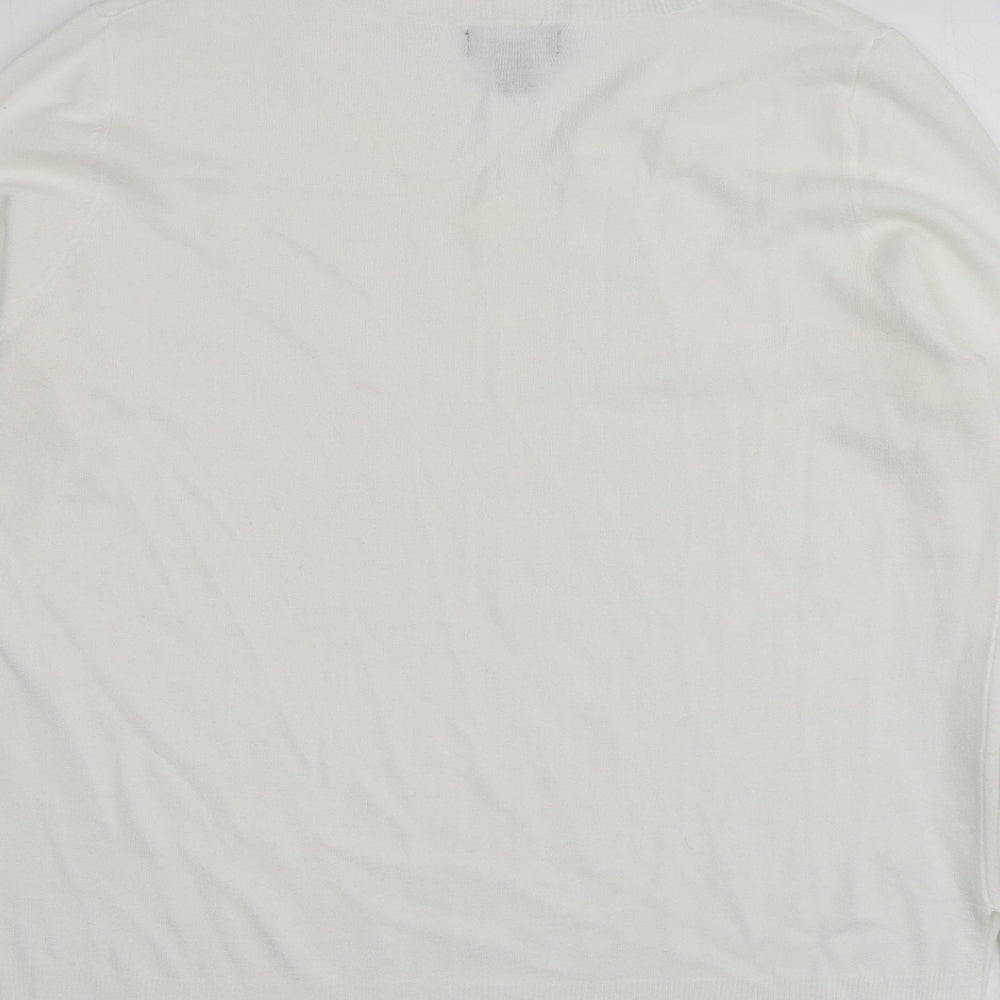 Primark Womens Ivory V-Neck Acrylic Pullover Jumper Size M