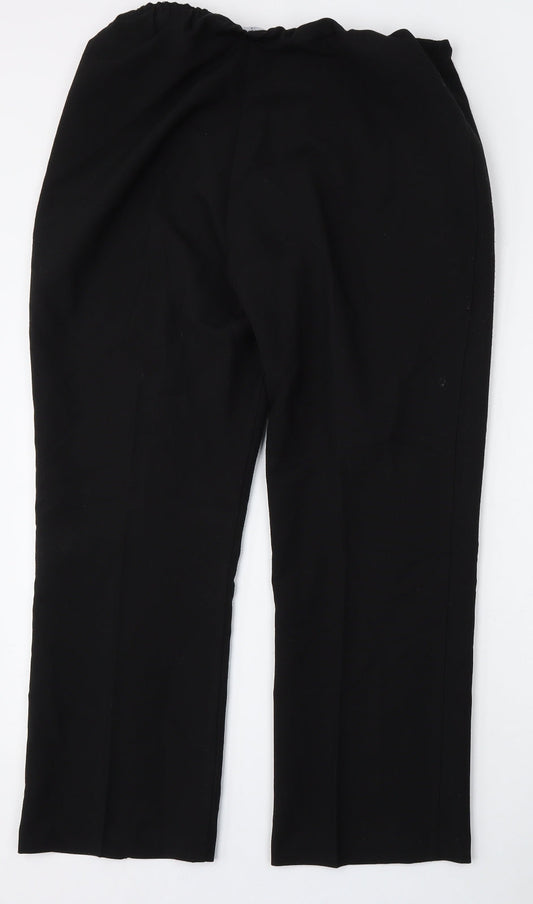 Classic Womens Black Polyester Trousers Size 14 L27 in Regular