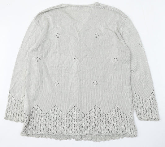 Womens UK Size 14 Berkertex Silver Cardigan Jumper