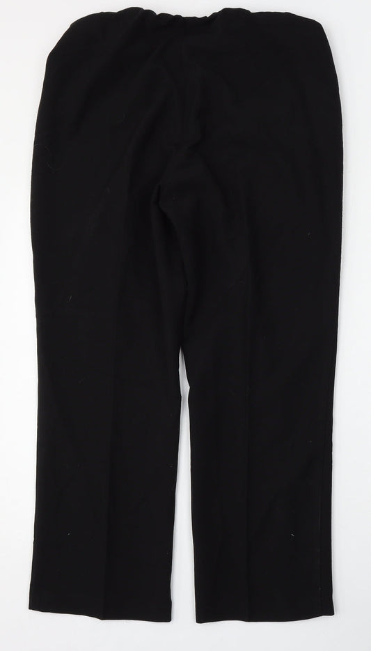 Classic Womens Black Polyester Trousers Size 14 L27 in Regular