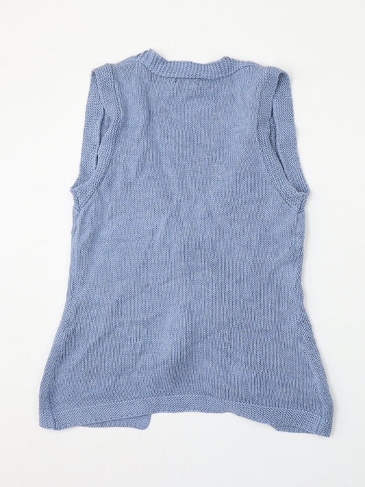 George Womens Blue Round Neck Cotton Vest Jumper Size 16