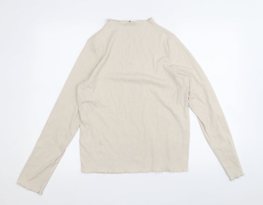 George Womens Beige Polyester Basic T-Shirt Size 14 Round Neck