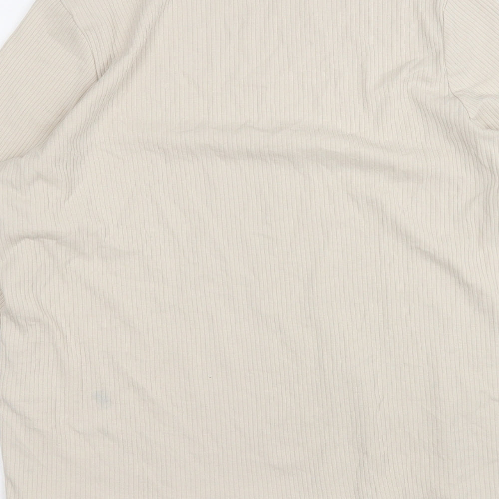 George Womens Beige Polyester Basic T-Shirt Size 14 Round Neck