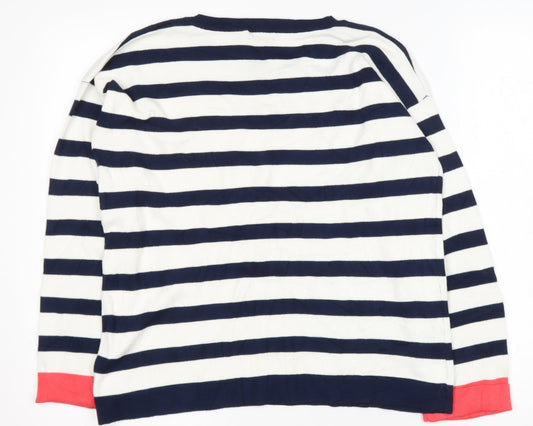 Intuition Womens Blue Round Neck Striped Viscose Pullover Jumper Size 12