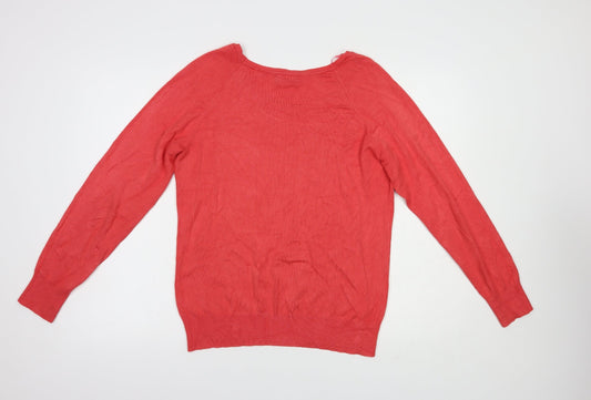 Klass Womens Red Boat Neck Viscose Pullover Jumper Size L - Neckline Detail
