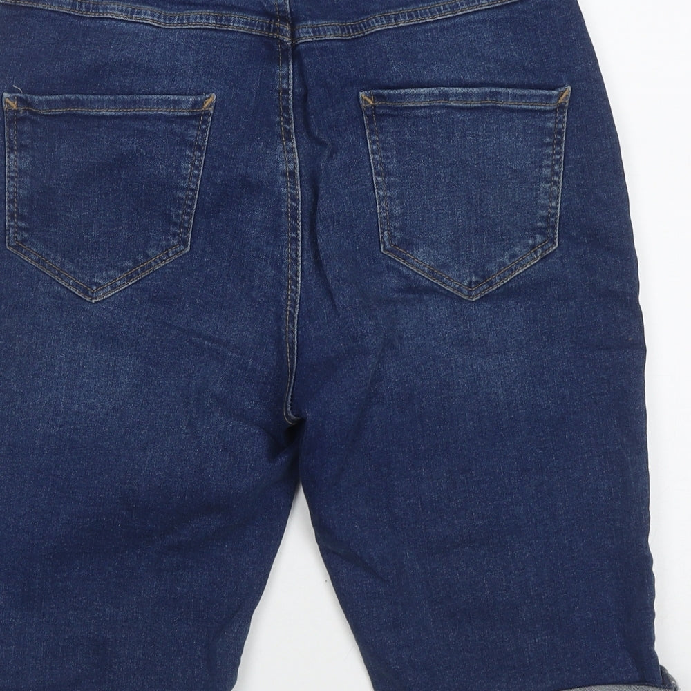 Dorothy Perkins Womens Blue Cotton Bermuda Shorts Size 6 L10 in Regular Zip