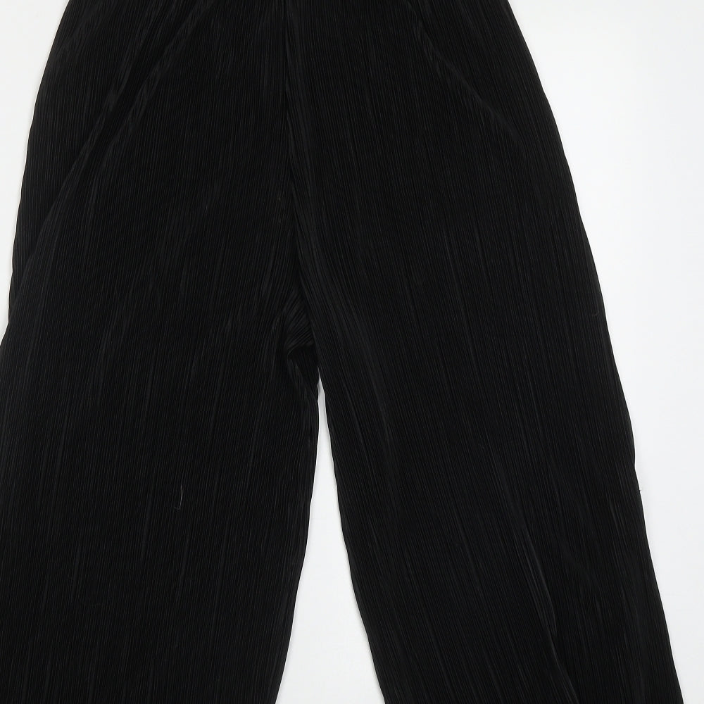 Bershka Womens Black Polyester Cropped Trousers Size M L20 in Regular