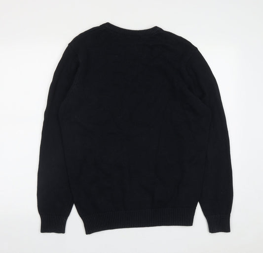 Maine Mens Blue V-Neck Cotton Pullover Jumper Size M