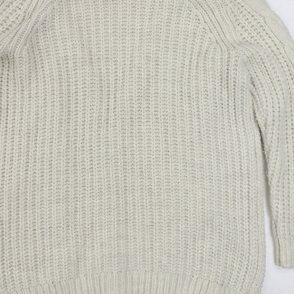 George Womens White V-Neck Acrylic Cardigan Jumper Size M