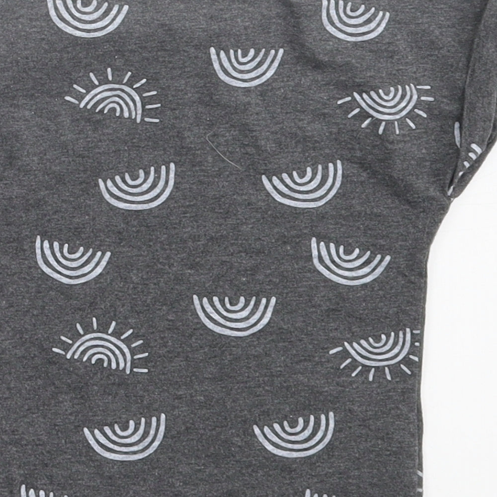Primark Girls Grey Geometric Cotton Basic T-Shirt Size 9-12 Months Crew Neck Pullover