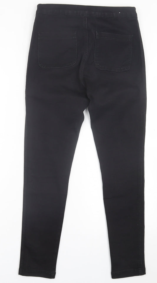 Boohoo Womens Black Cotton Skinny Jeans Size 12 L27 in Regular Button