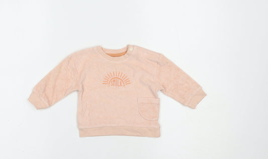 Nutmeg Baby Pink Cotton Pullover Jumper Size 3-6 Months Snap - Smile