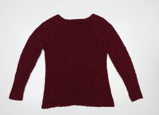 Absolutely Famous Womens Purple V-Neck Polyester Pullover Jumper Size XL