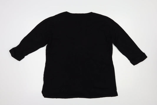 Michele Hope Womens Black V-Neck Viscose Pullover Jumper Size 16