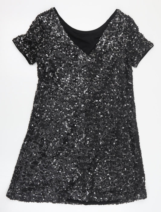 NEXT Womens Black Nylon A-Line Size 10 Round Neck Pullover