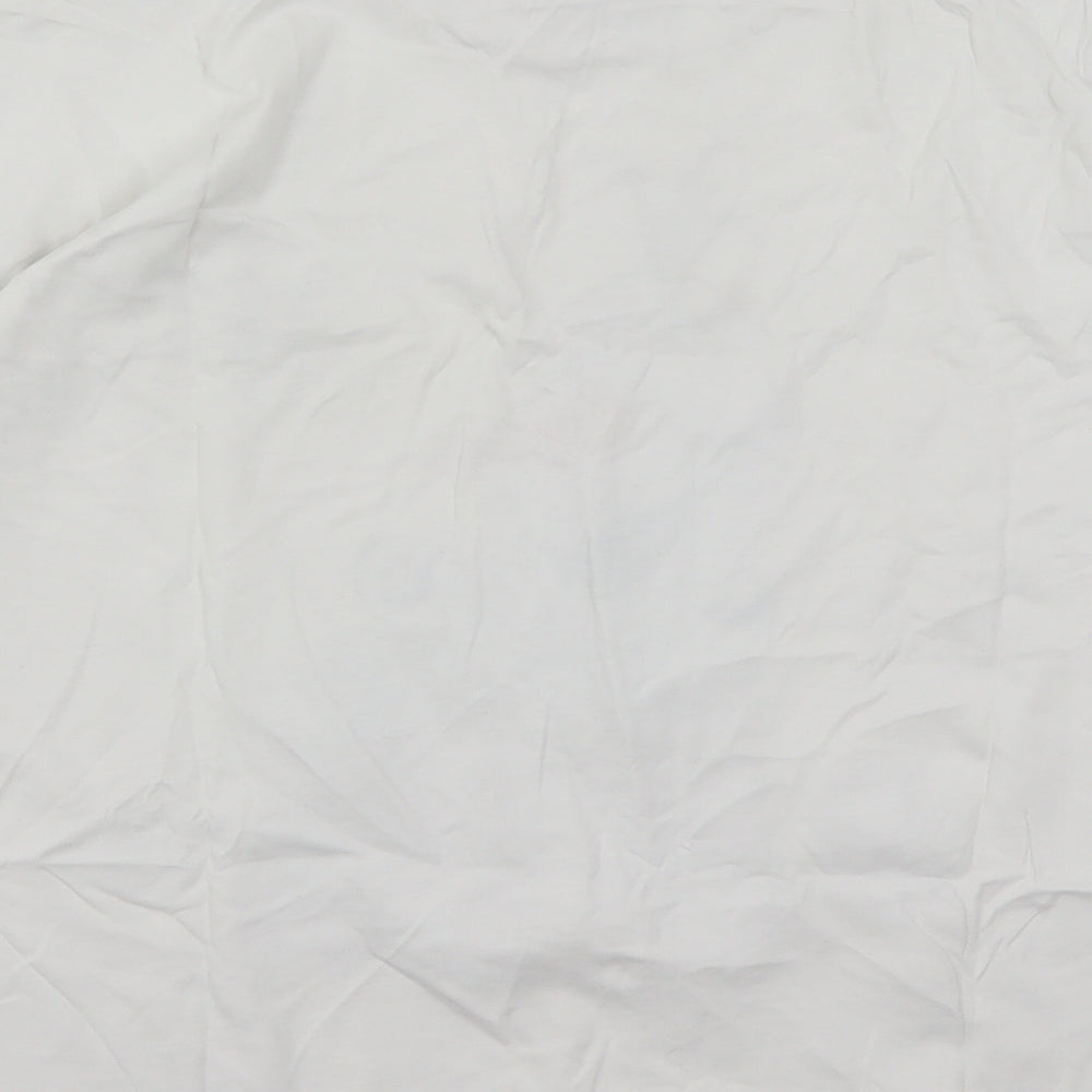 Primark Womens White Cotton Basic T-Shirt Size 10 Round Neck - Frozen