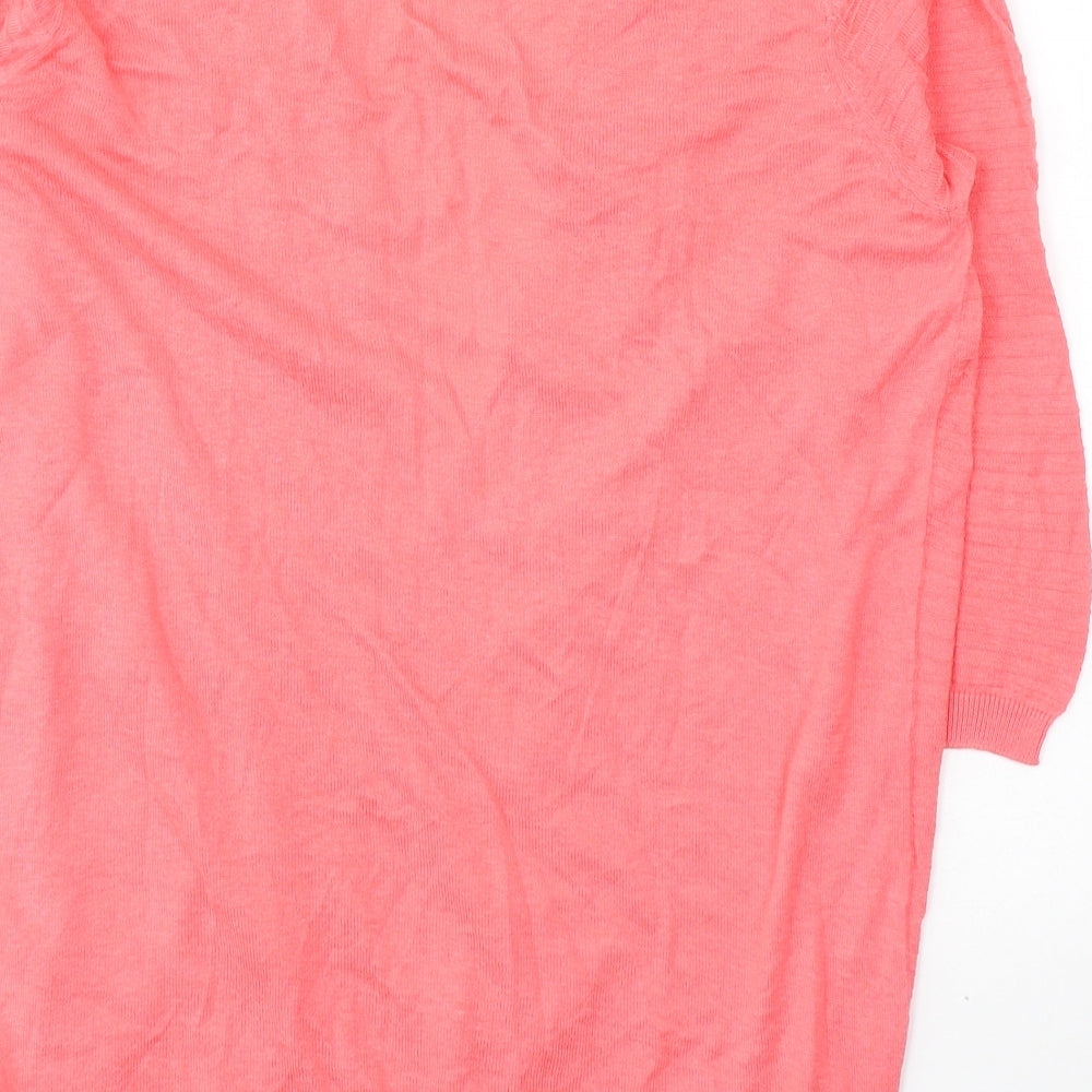 Petite Womens Pink V-Neck Cotton Cardigan Jumper Size 12